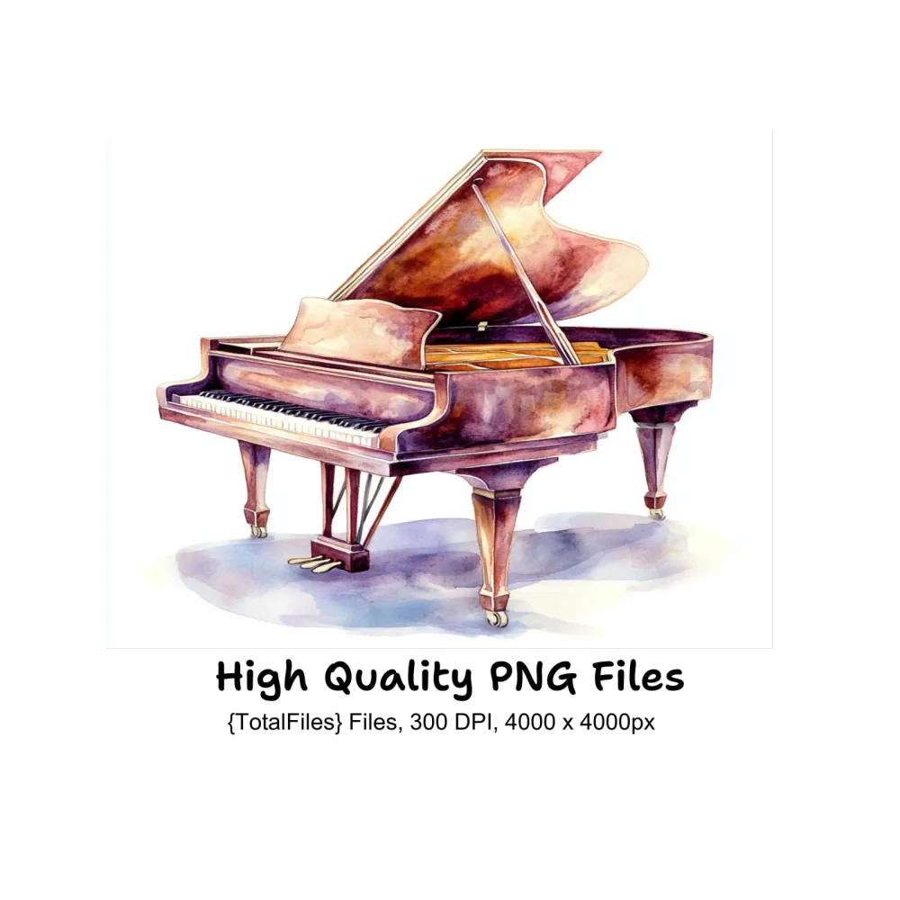 Vintage Grand Piano Clipart Bundle