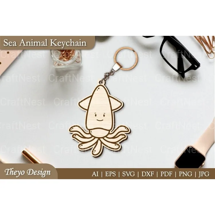 Cute Sea Animal Key Chain SVG