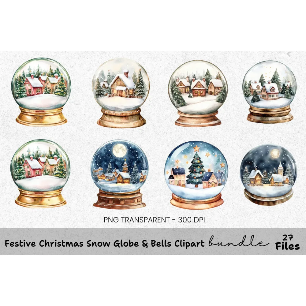 Festive Christmas Bells Clipart Bundle