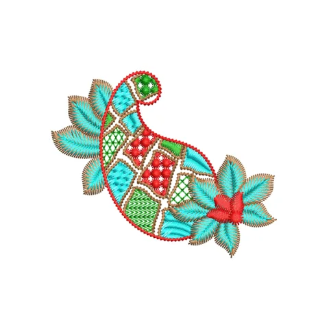 Aqua Paisley Embroidery Design