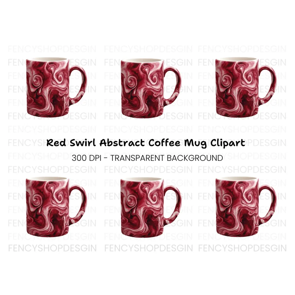 Red Marble Swirl Coffee Clipart Bundle