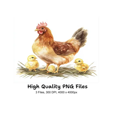 Charming Hen and Chicks Clipart Bundle