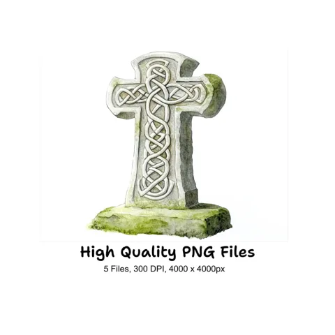 Celtic Cross Gravestone Clipart Bundle