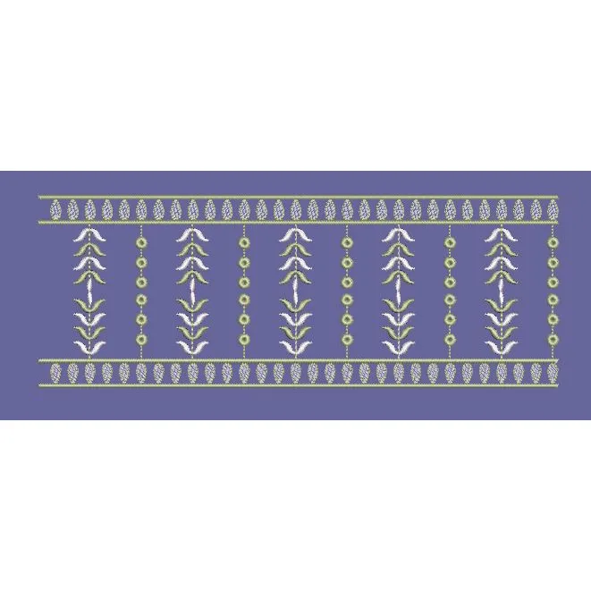 Vertical Leaf Stripe Border Embroidery Design