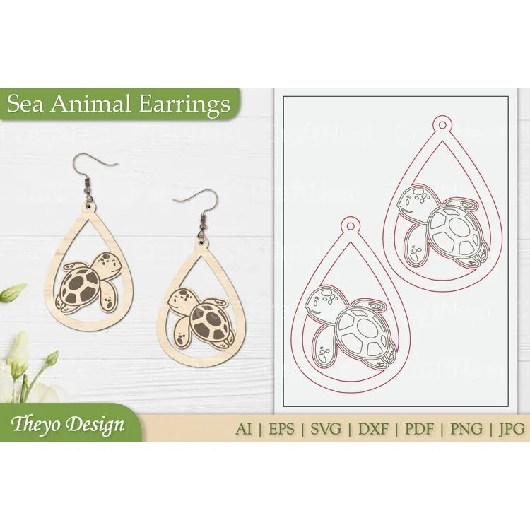 Sea Animal Earrings SVG Bundle