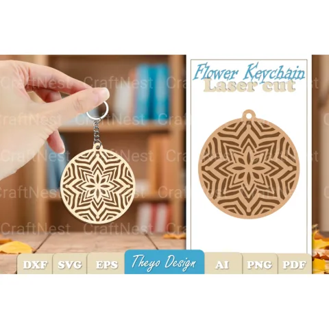 Flower Mandala Keychain Clipart Bundle