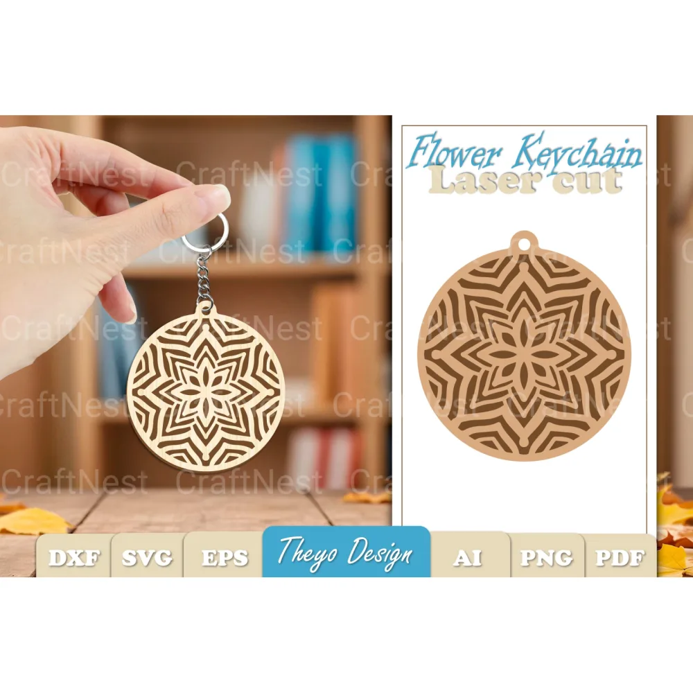 Flower Mandala Keychain Clipart Bundle