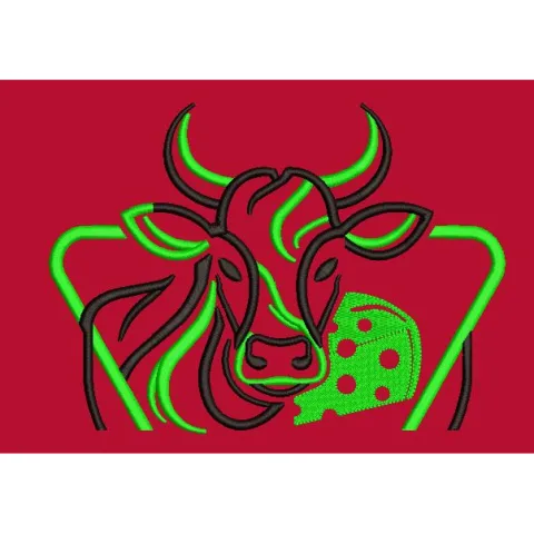 Stylized Bull Embroidery Design