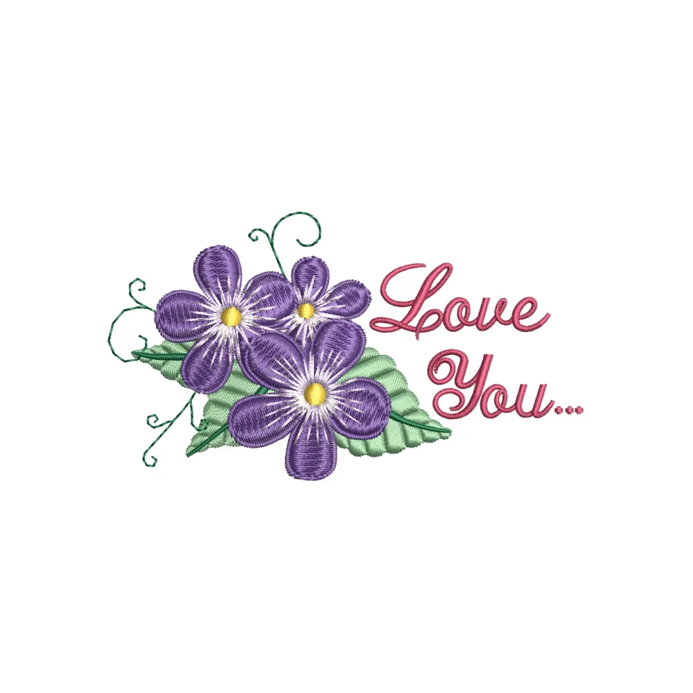 Blue Flower Embroidery Design