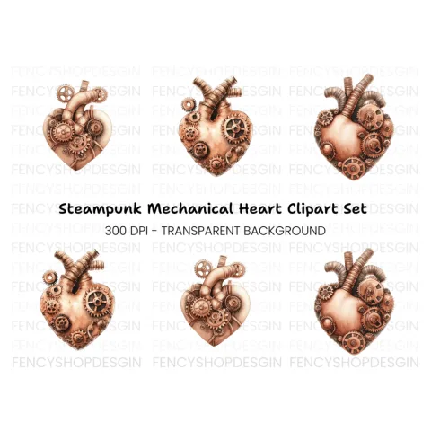 Steampunk Heart Clipart Bundle