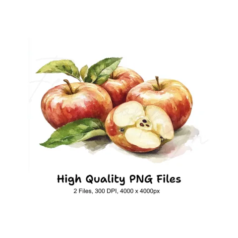 Fresh Red Apples Clipart Bundle