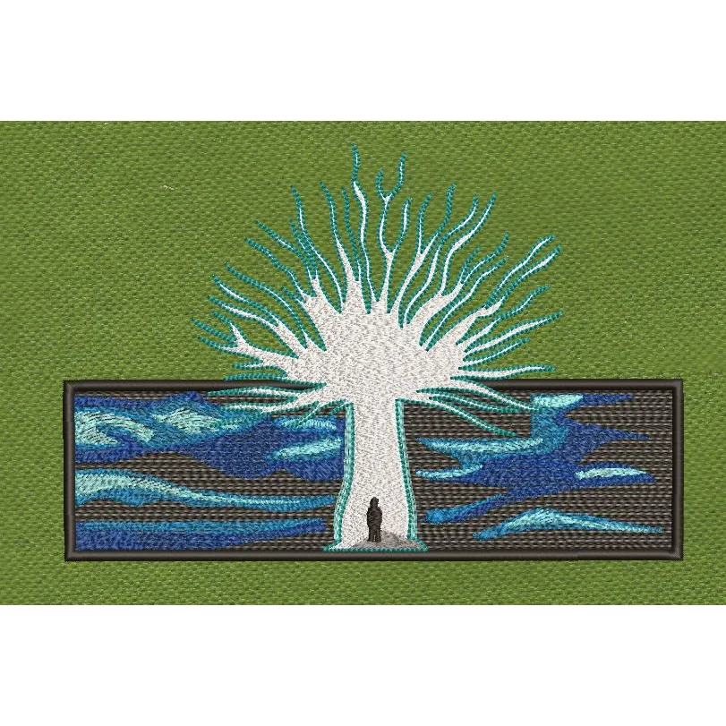 White Tree Blue & Black Embroidery Design