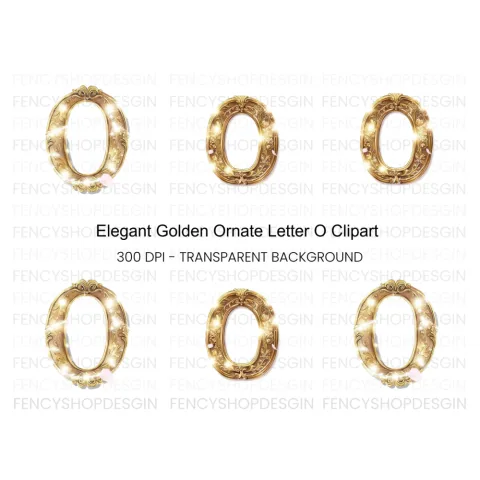 Golden Ornate Number Clipart Bundle