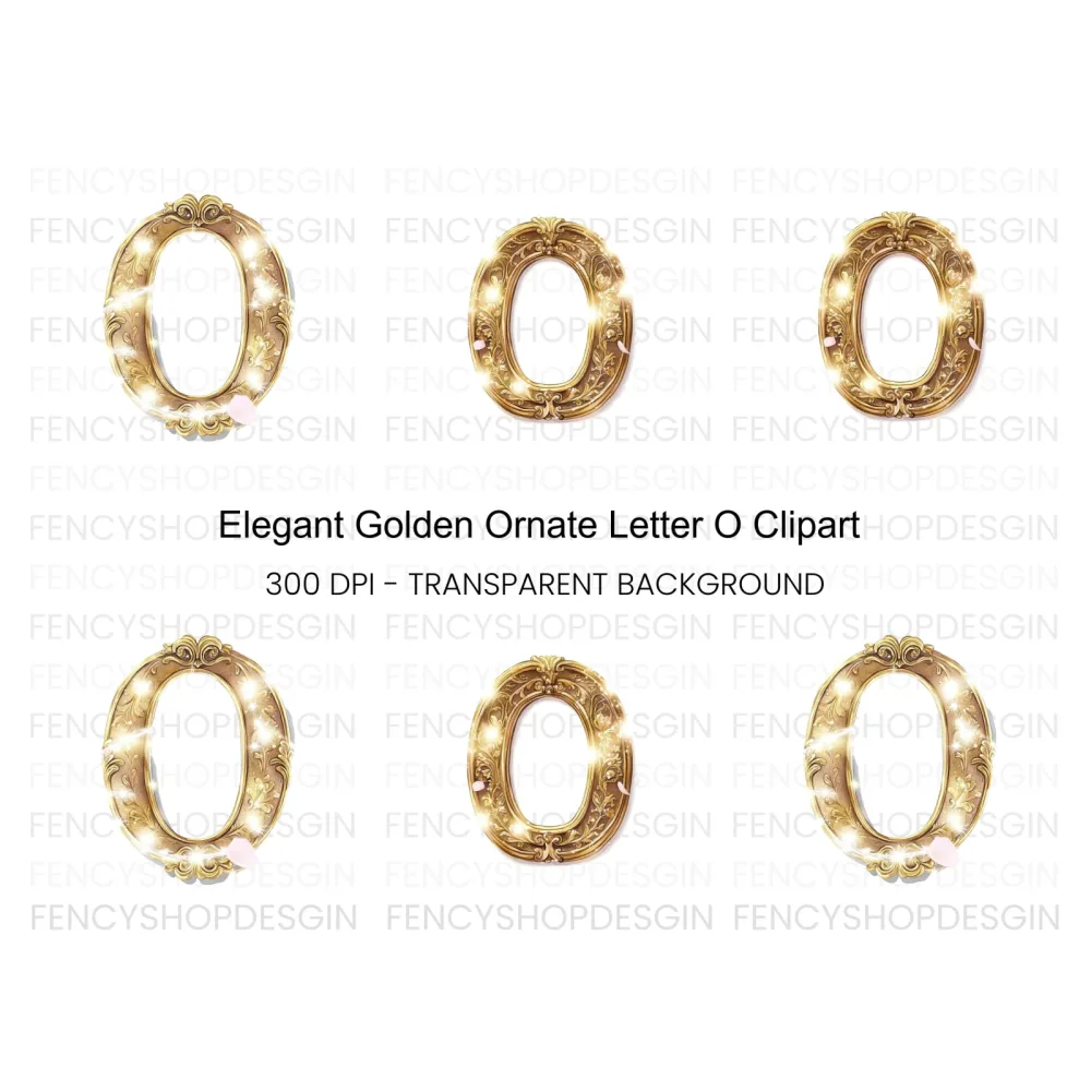 Golden Ornate Number Clipart Bundle