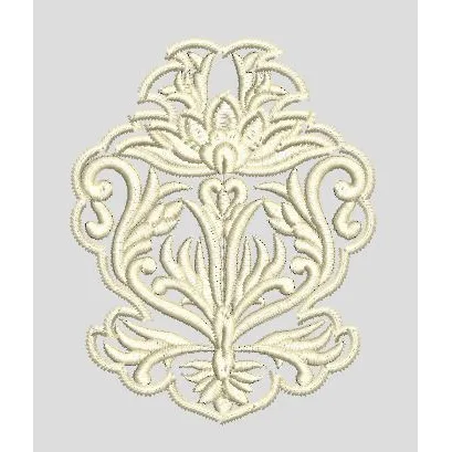 Symmetrical Stylized Floral Motif Embroidery Design