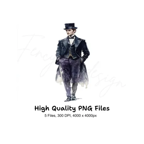 Elegant Victorian Men Clipart Bundle