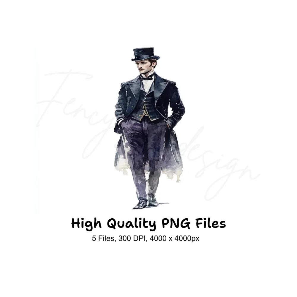 Elegant Victorian Men Clipart Bundle