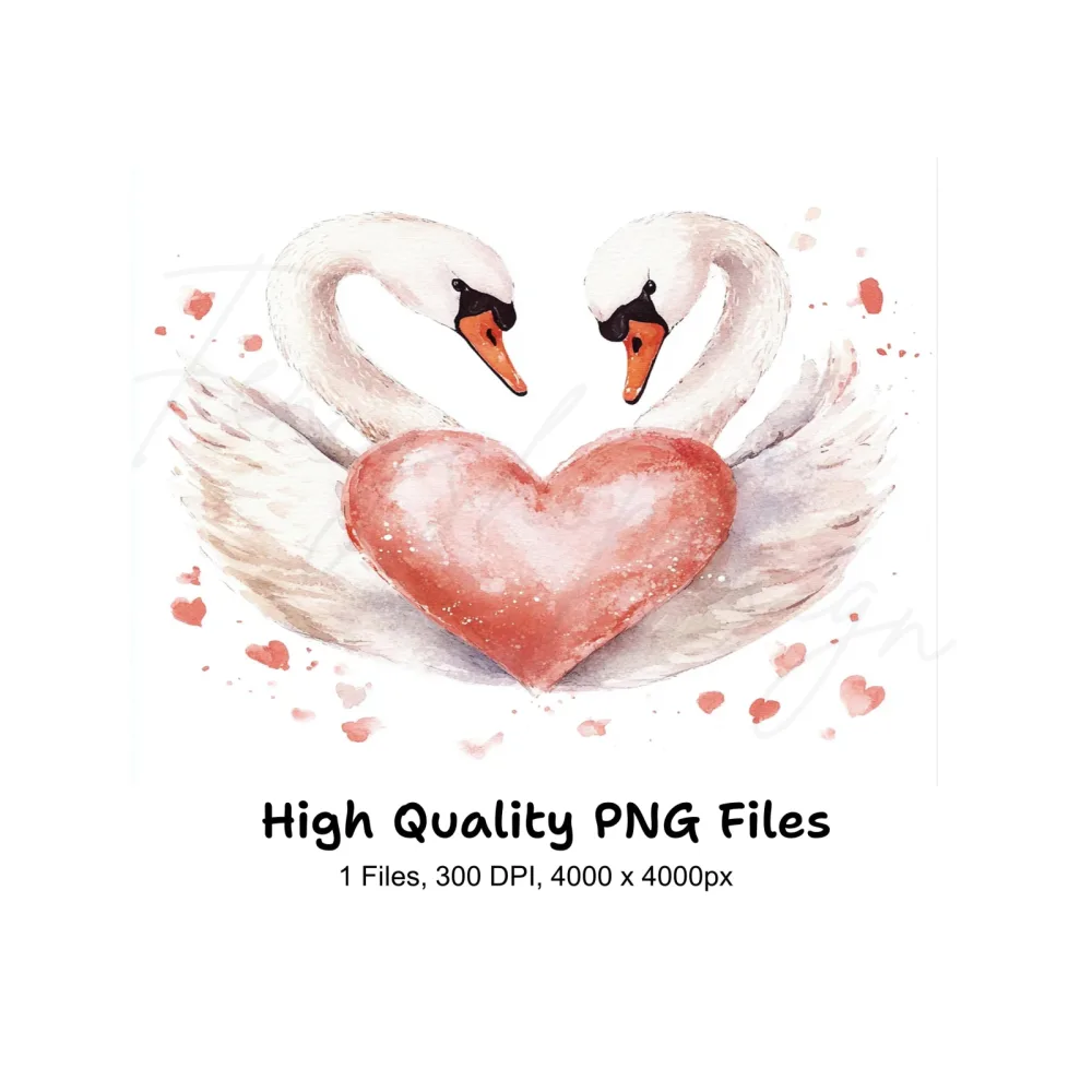 Romantic Swan Heart Clipart Bundle