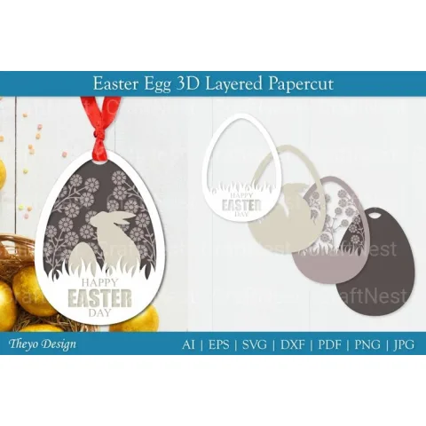 Easter Egg Layered Papercut SVG Bundle