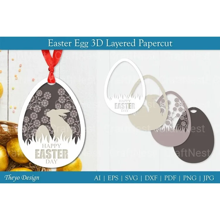 Easter Egg Layered Papercut SVG Bundle