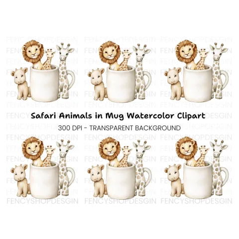 Cute Safari Animals Clipart Bundle