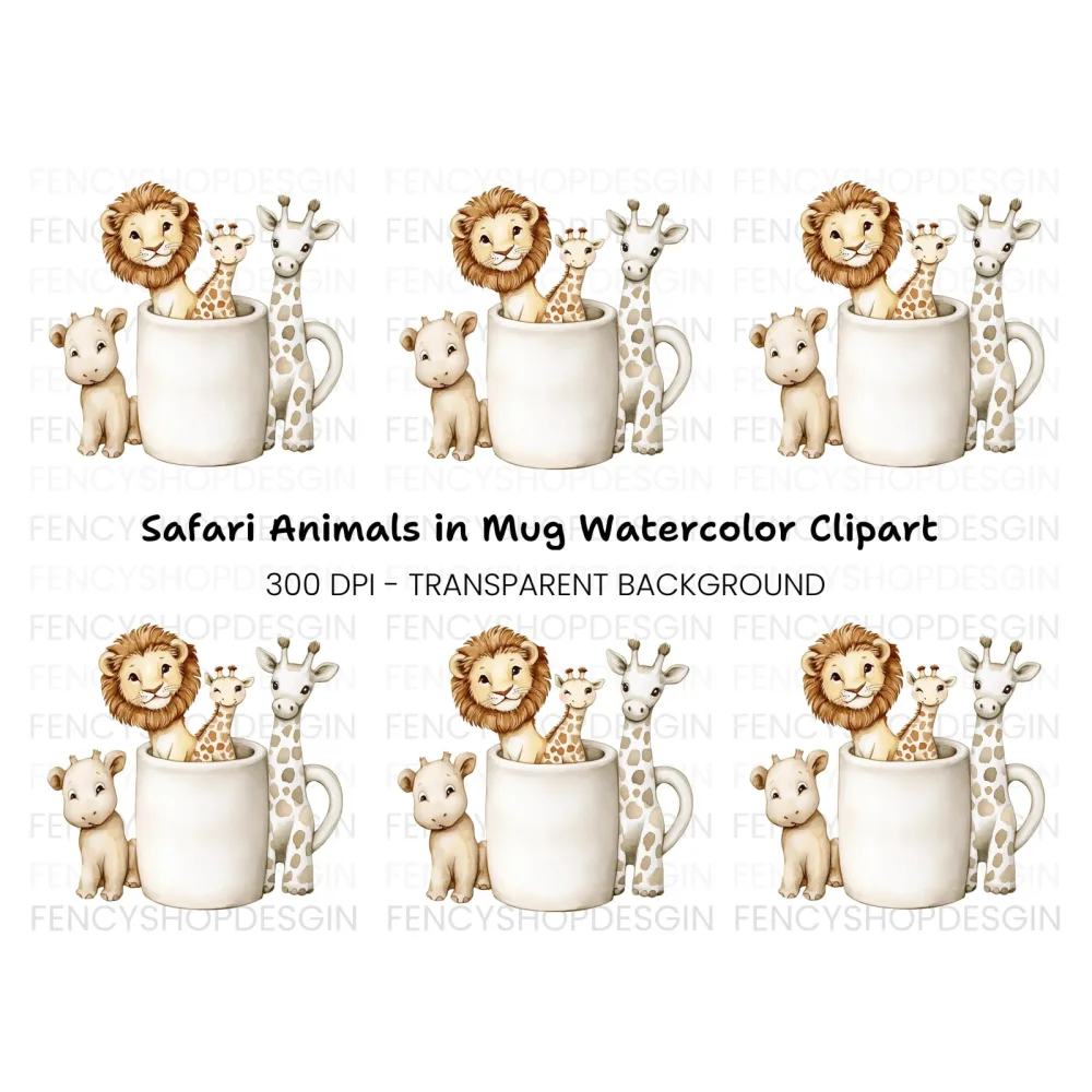 Cute Safari Animals Clipart Bundle