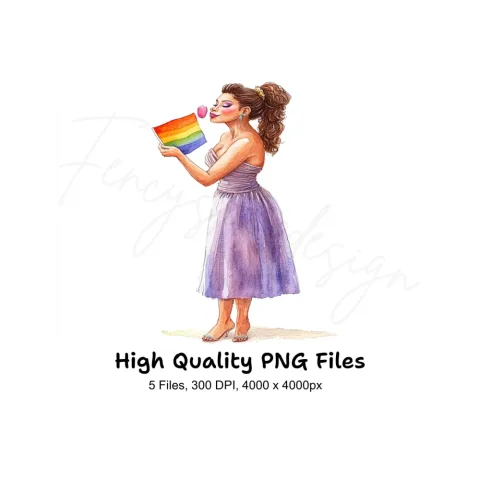Girls with Pride Flag Clipart Bundle