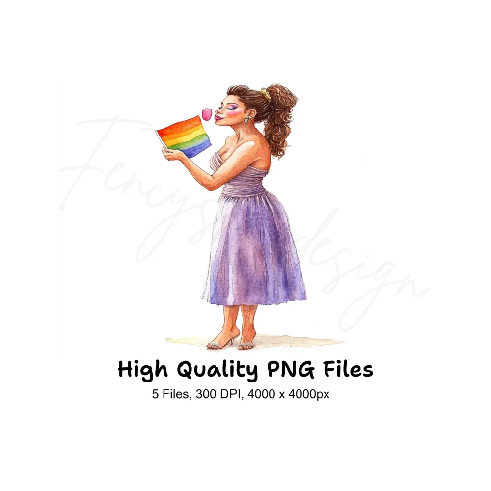 Girls with Pride Flag Clipart Bundle