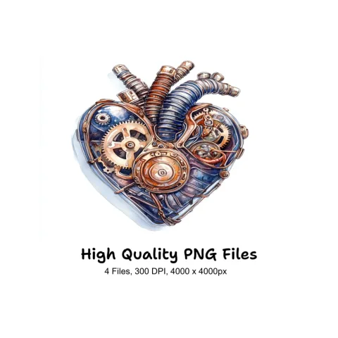Steampunk Heart Clipart Bundle