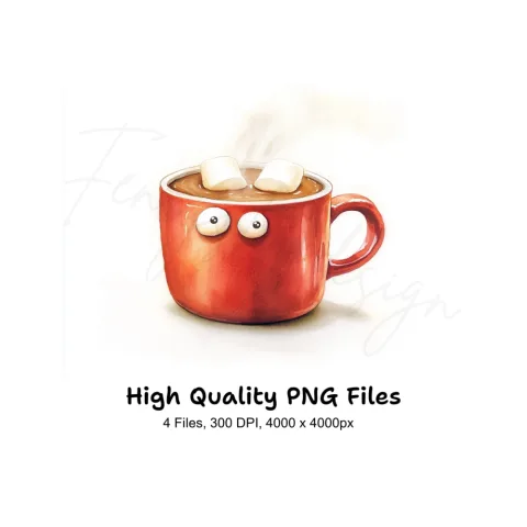 Cute Hot Chocolate Mugs Clipart Bundle