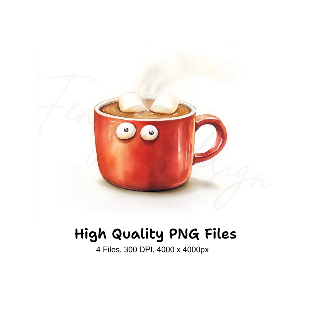 Cute Hot Chocolate Mugs Clipart Bundle