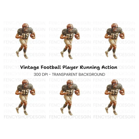 Vintage Football Player Clipart Bundle