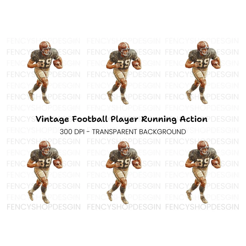 Vintage Football Player Clipart Bundle
