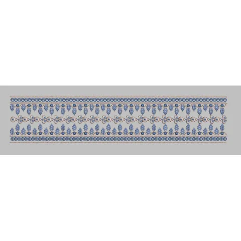 Symmetrical Blue Beaded Ribbon Border Embroidery Design