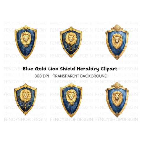 Regal Lion Shields Clipart Bundle