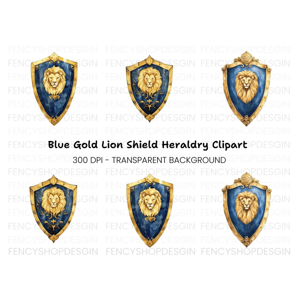 Regal Lion Shields Clipart Bundle