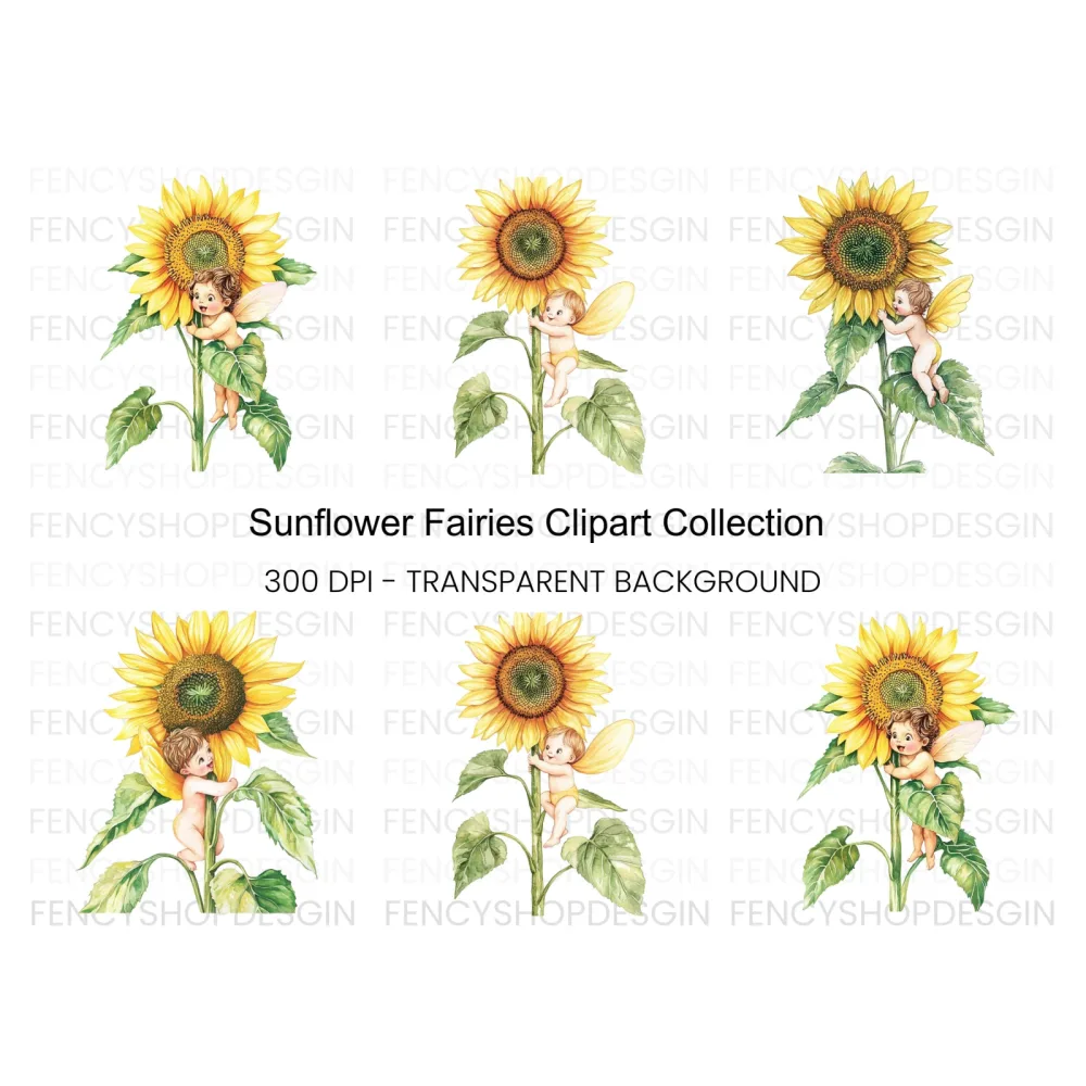 Sunflower Fairies Clipart Bundle