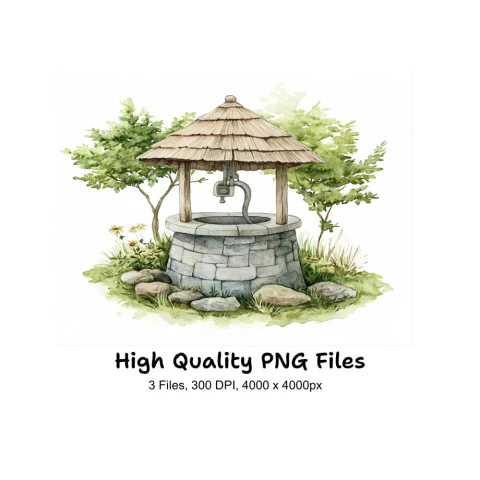 Rustic Wishing Well Clipart Bundle
