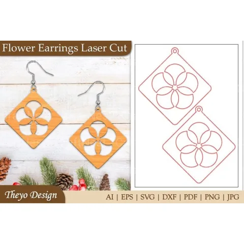 Lasercut Flower Earrings SVG Bundle