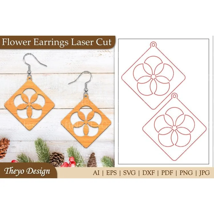 Lasercut Flower Earrings SVG Bundle