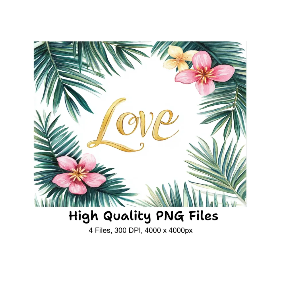 Tropical Leaves and Flowers Clipart Bundle