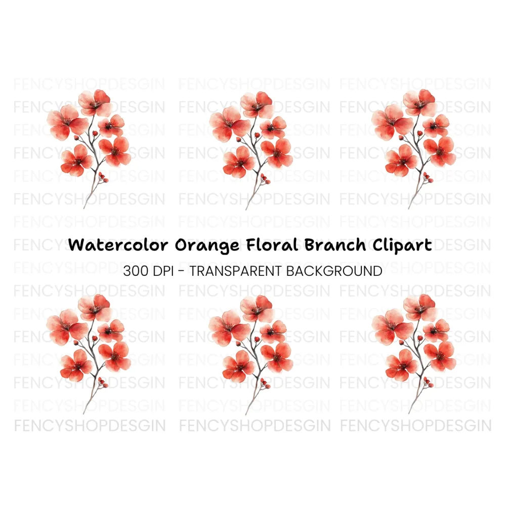 Vibrant Red Blossom Clipart Bundle