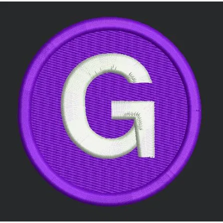 Purple Letter G Patch Embroidery Design