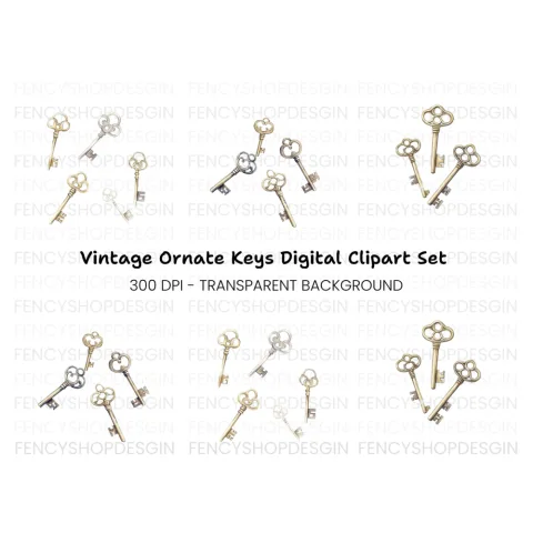 Vintage Keys Clipart Bundle