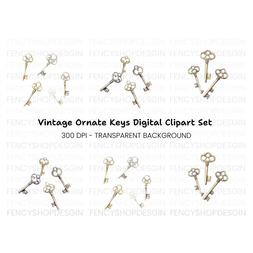 Vintage Keys Clipart Bundle