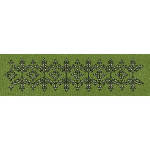 Floral Border Green Flower Embroidery Design