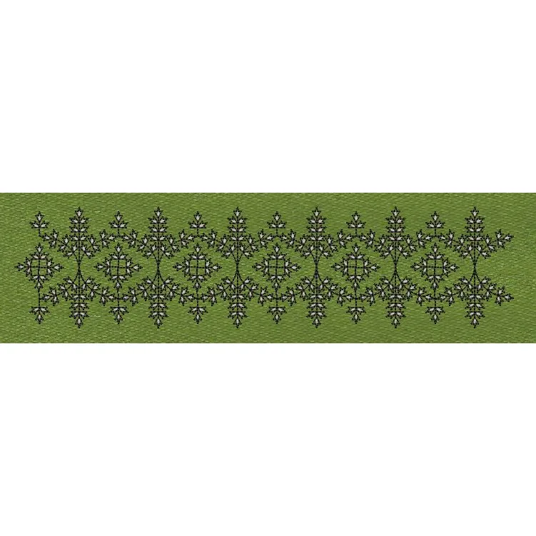 Floral Border Green Flower Embroidery Design