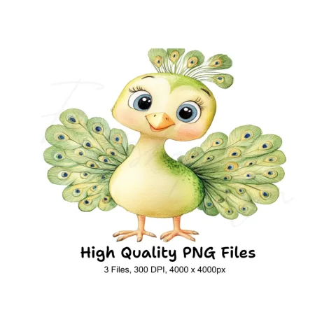 Charming Peacock Bird Clipart Bundle