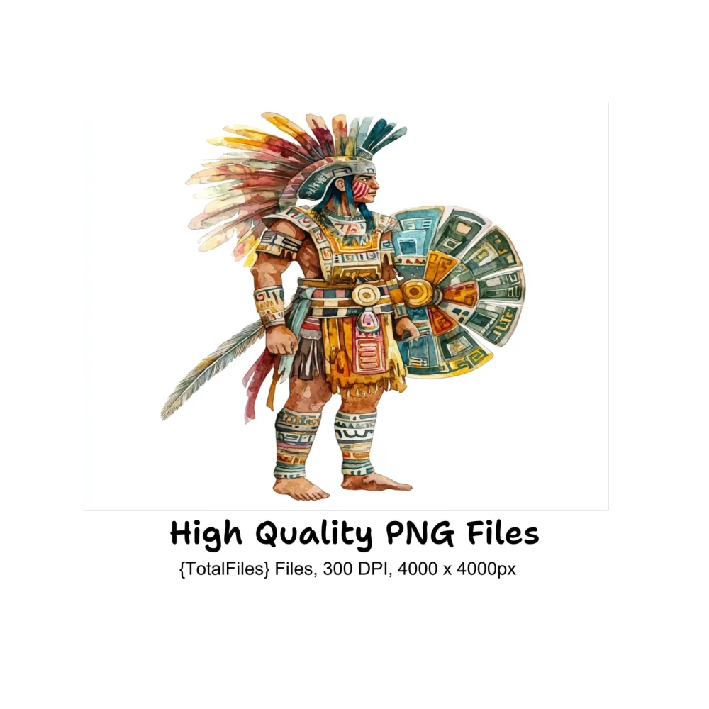Mayan and Aztec Warrior Illustrations Clipart Bundle