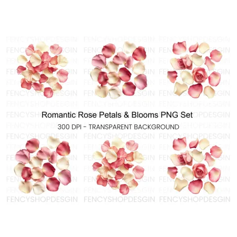Elegant Rose Petals Clipart Bundle